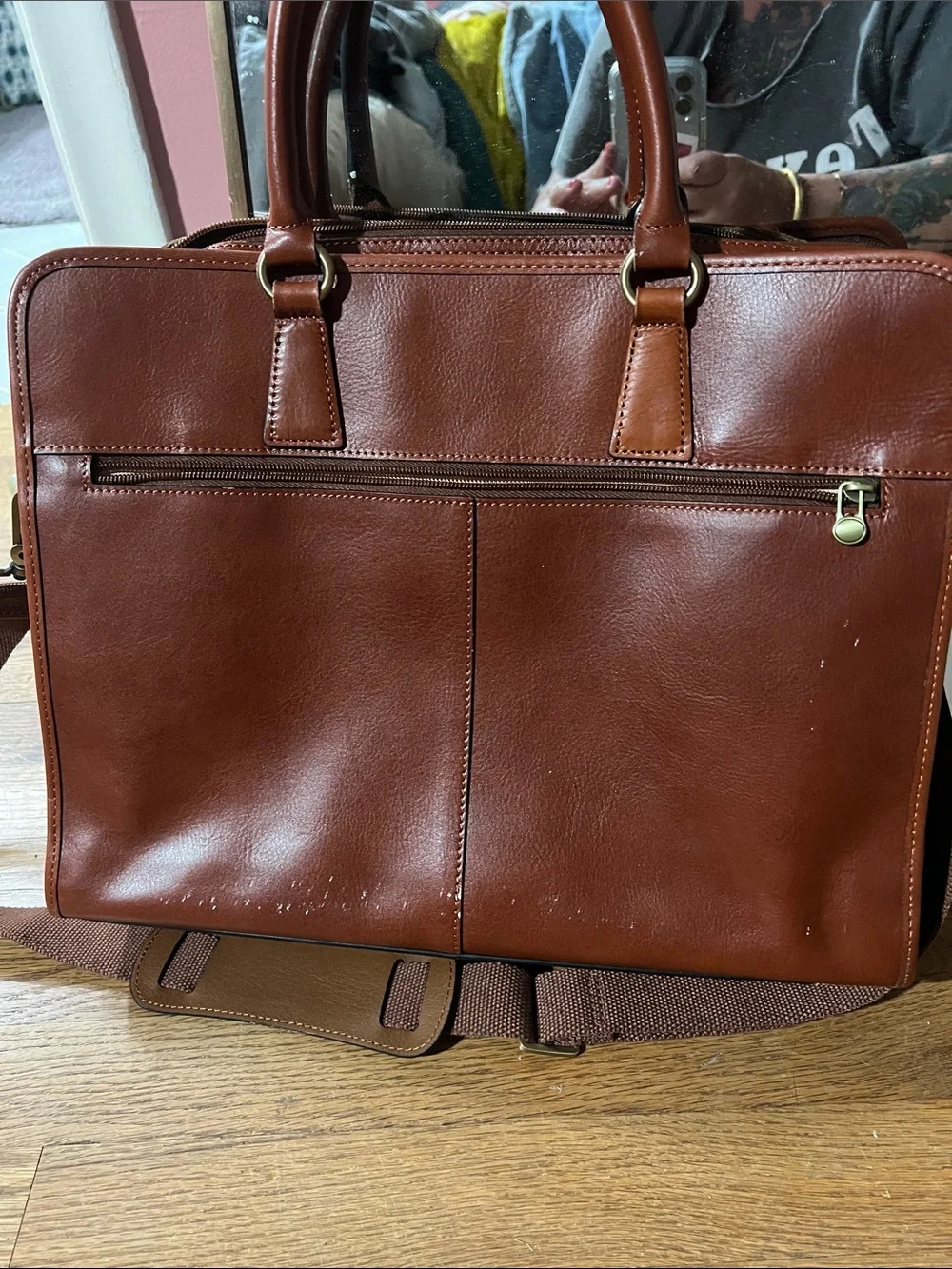 Banuce brown leather briefcase